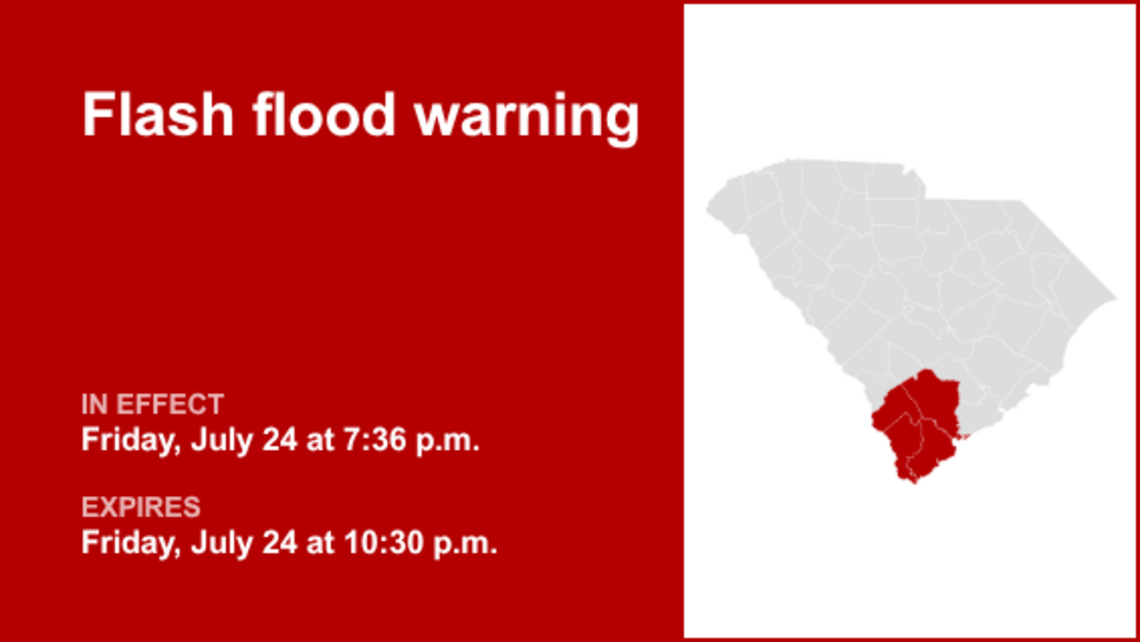 UPDATE: Flash flood warning for Lowcountry forecast to expire at 10:30 p.m. 