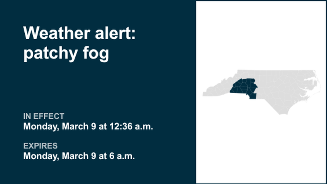 UPDATE: Prepare for patchy fog in Western North Carolina until Monday midday 