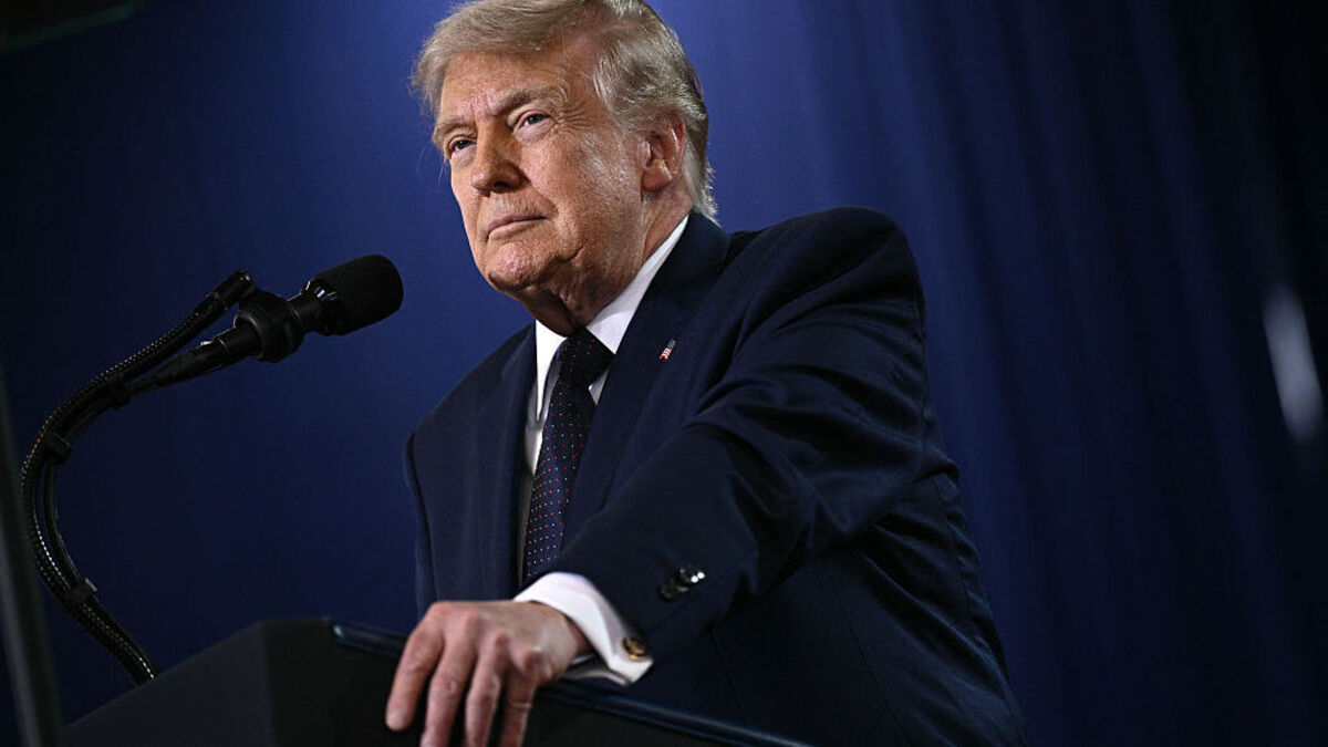 US-POLITICS-ECONOMY-TRUMP. US President Donald Trump delivers a speech about the economy at Rockland Community College Fieldhouse in Suffern, New York, on May 22, 2026. Trump is the first sitting president to visit the northern New York City suburbs since Gerald Ford in 1976. (Photo by Brendan SMIALOWSKI / AFP via Getty Images)