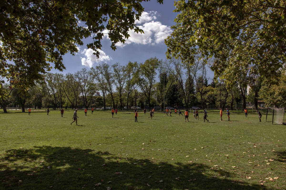 A soccer game in Sarmiento Park in Buenos Aires, Argentina, where the sport is more than a pastime, on April 12, 2026. Dynamic ticket pricing has made this year's World Cup tournament the most expensive in history, pushing Argentine fans to extremes. (Sarah Pabst/The New York Times)
