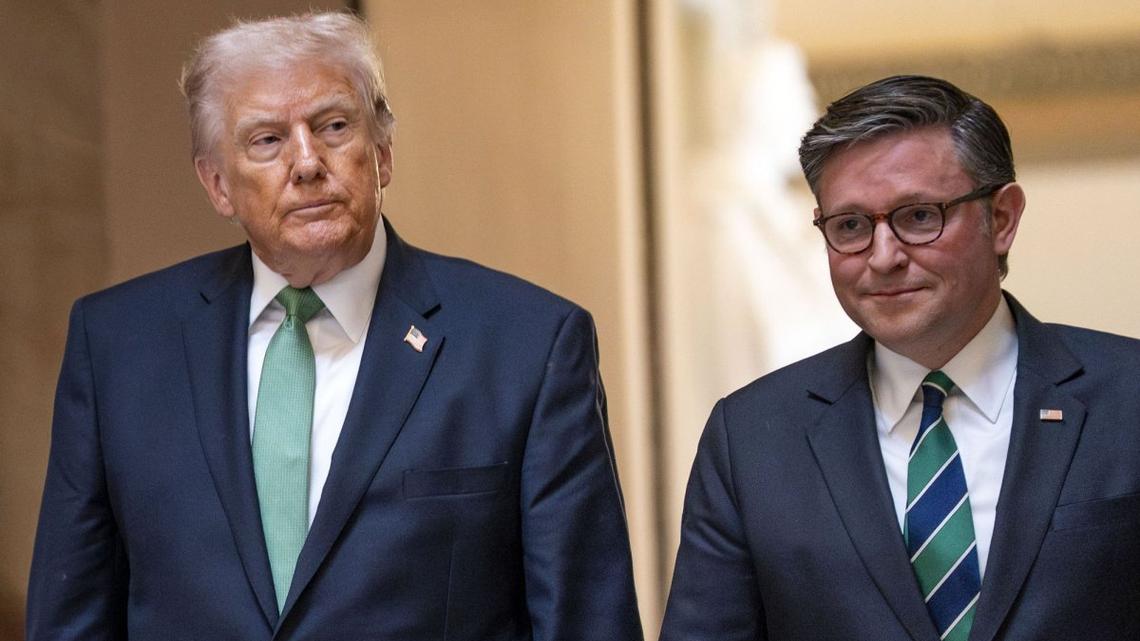 President Donald Trump and Speaker of the House Mike Johnson, R-La., are trying to gather support from Republican hardliners to renew the FISA bill for another 18 months.