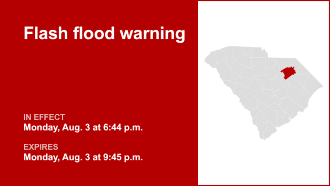 UPDATE: Darlington County placed under a flash flood warning Monday night 