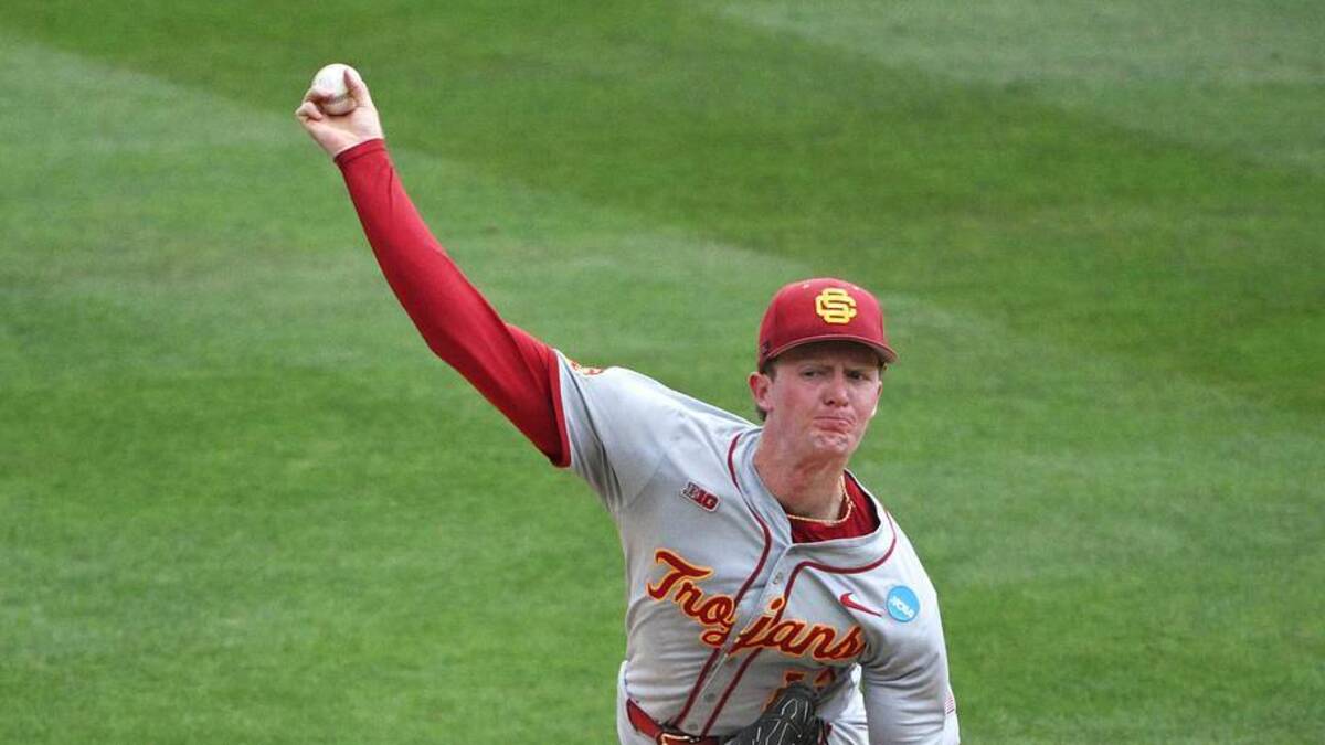  Jun 7, 2026; Chapel Hill, NC, USA; USC Trojans pitcher Andrew Johnson (13) pitches the ball to the North Carolina Tar Heels during the second inning at Boshamer Stadium. Mandatory Credit: Zachary Taft-Imagn Images | Zachary Taft-Imagn Images 