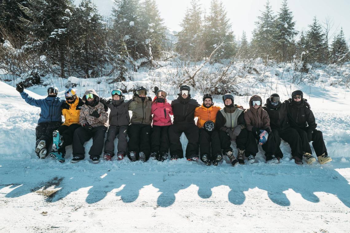 Astrid Cheylus, Hannah Epsteyn, Markus Eder, Elisabeth Gerritzen, Manon Loschi, Sam Kuch, Colby Stevenson, Finn Bilous, Jonah Williams, Karl Fostvedt, Tanner Hall during Natural Selection Ski - Comp Day on March 23, 2026 in the Chugach backcountry zone surrounding Girdwood, Alaska..