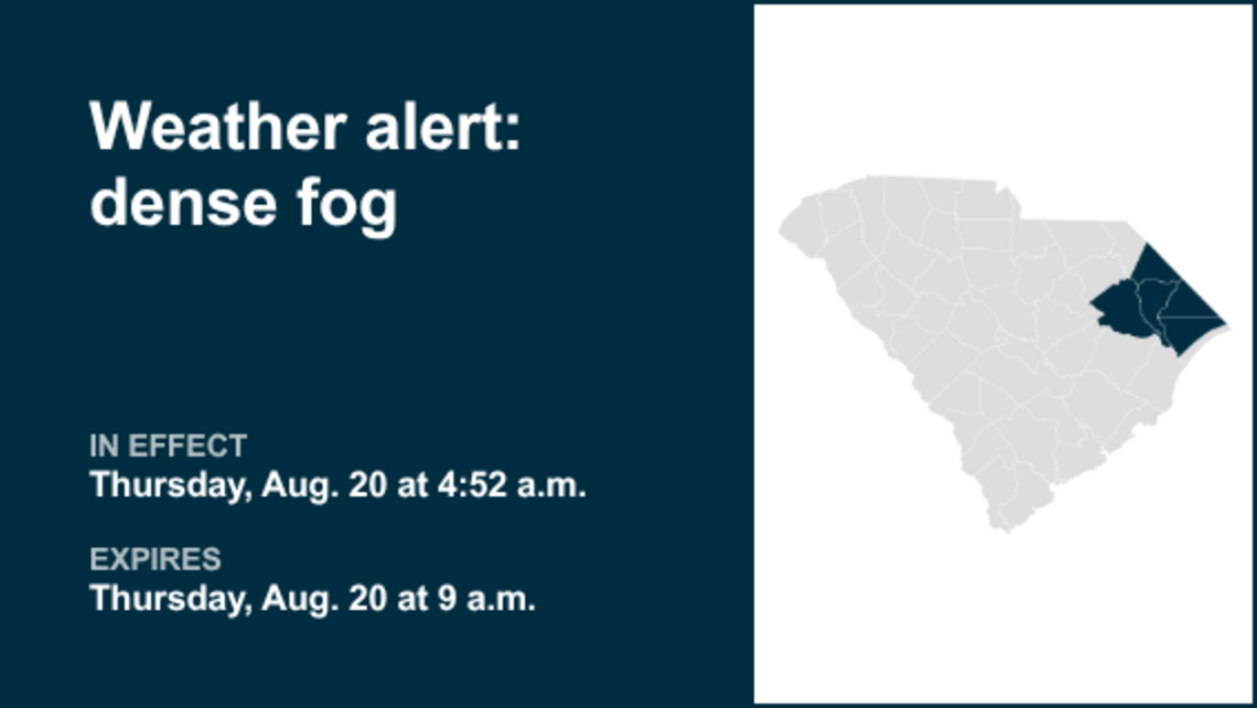 Be ready for dense fog in Pee Dee until Thursday morning 