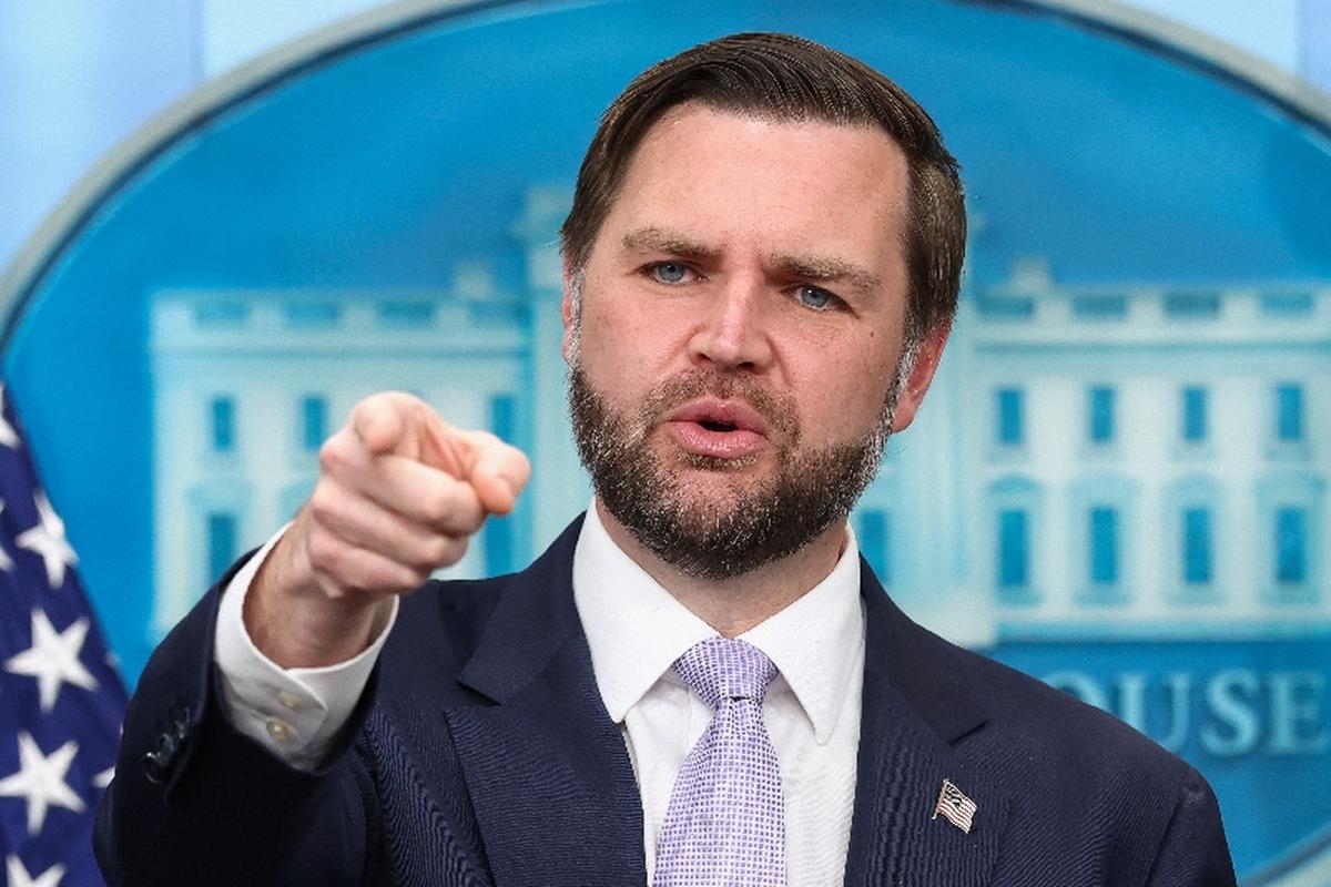 U.S. Vice President JD Vance speaks during a press briefing at the White House in Washington, D.C., U.S., May 19, 2026.  REUTERS/Kevin Lamarque