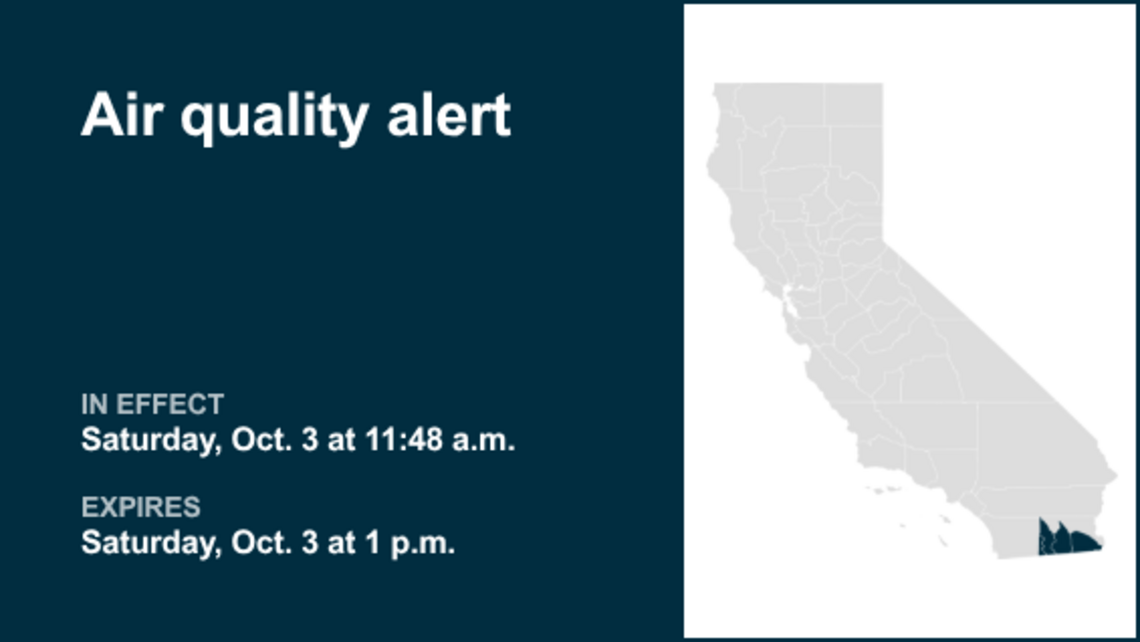 Air quality alert active for Southern California Saturday afternoon 