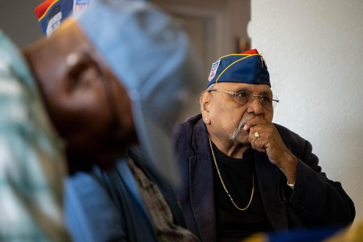 Phil Rios, who served in the Army for 26 years, listens during a gathering of veterans after DAV's national organization shut down the chapter. (Photo by Paul Kitagaki, Jr. for the Sacramento Bee)