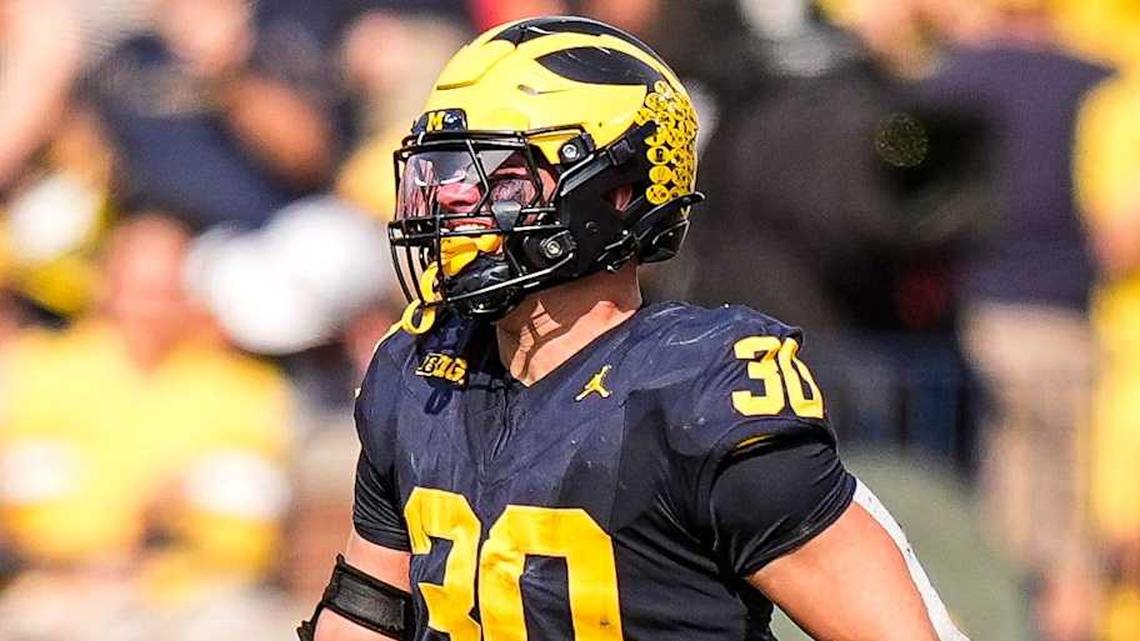 Michigan linebacker Jimmy Rolder (30). | Junfu Han / USA TODAY NETWORK via Imagn Images 