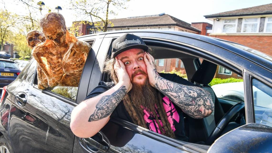 Dudley College lecturer, Luke Orchard, was surrounded by police when his lifelike prop corpses were mistaken for real bodies. (Emma Trimble via SNWS). 