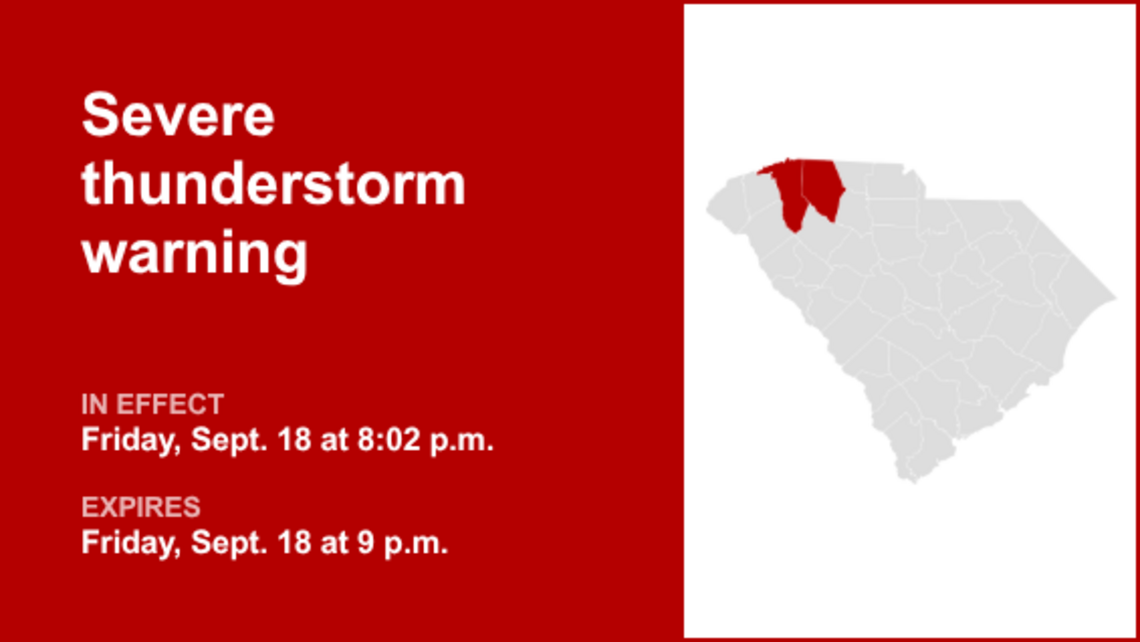 UPDATE: Thunderstorms with damaging winds in Spartanburg County Friday 