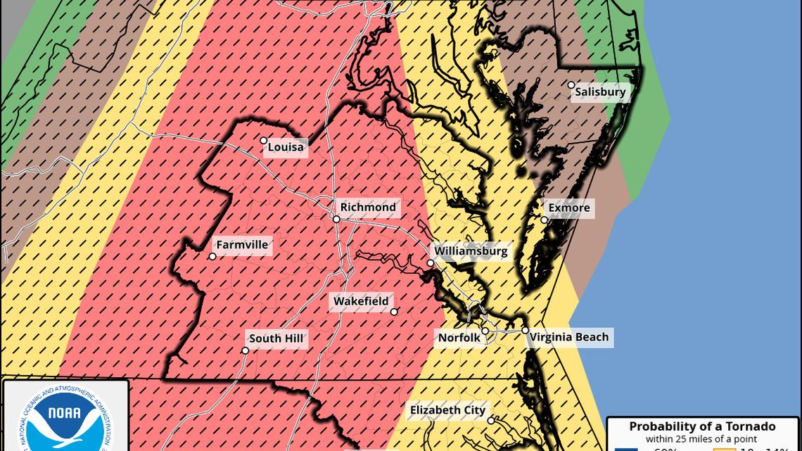 Dangerous storms possible across Virginia; damaging winds, large hail and potentially strong tornadoes are threats 