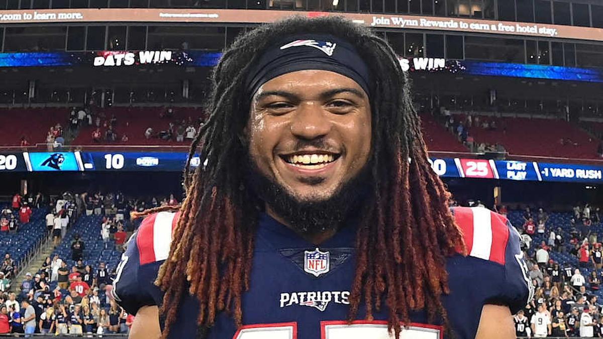  Aug 19, 2022; Foxborough, Massachusetts, USA; New England Patriots linebacker Cameron McGrone (45) after a preseason game against the Carolina Panthers at Gillette Stadium. Mandatory Credit: Eric Canha-Imagn Images | Eric Canha-Imagn Images 