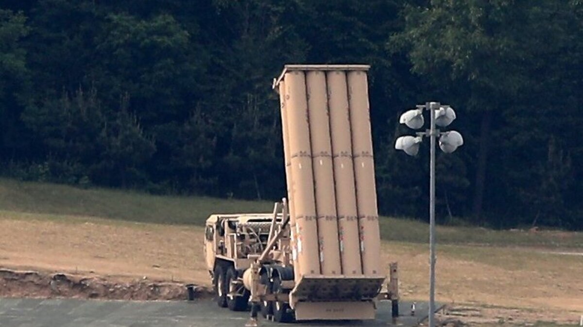 A Terminal High Altitude Area Defense (THAAD) launcher is seen at a golf course in Seongju, about 300 kilometers southeast of Seoul, Korea. Photo by Yonhap News Agency / UPI