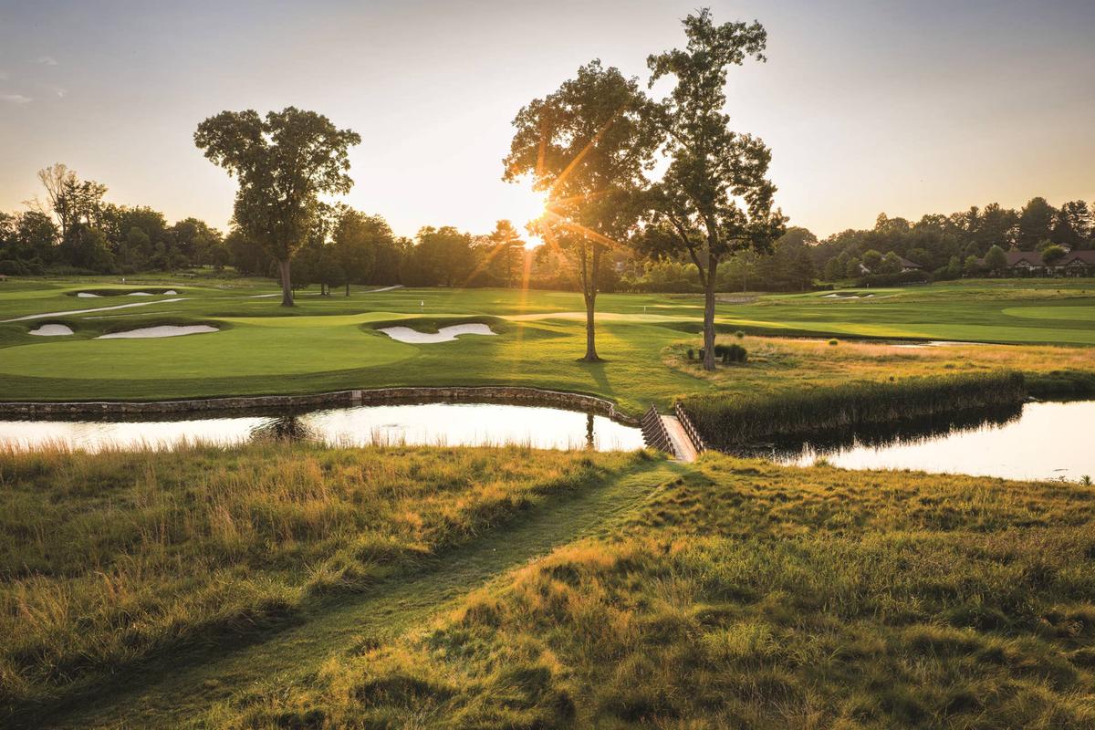  The eighth and 10th greens at Aronimink Golf Club in Newtown Square, Pennsylvania, are seen on on Aug. 3, 2025. Dave Evenson/PGA of America via Getty Images