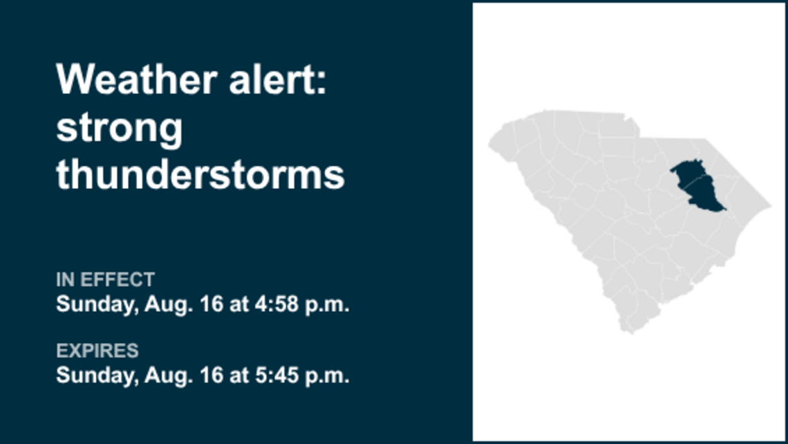 Prepare for strong thunderstorms in Darlington and Florence counties 