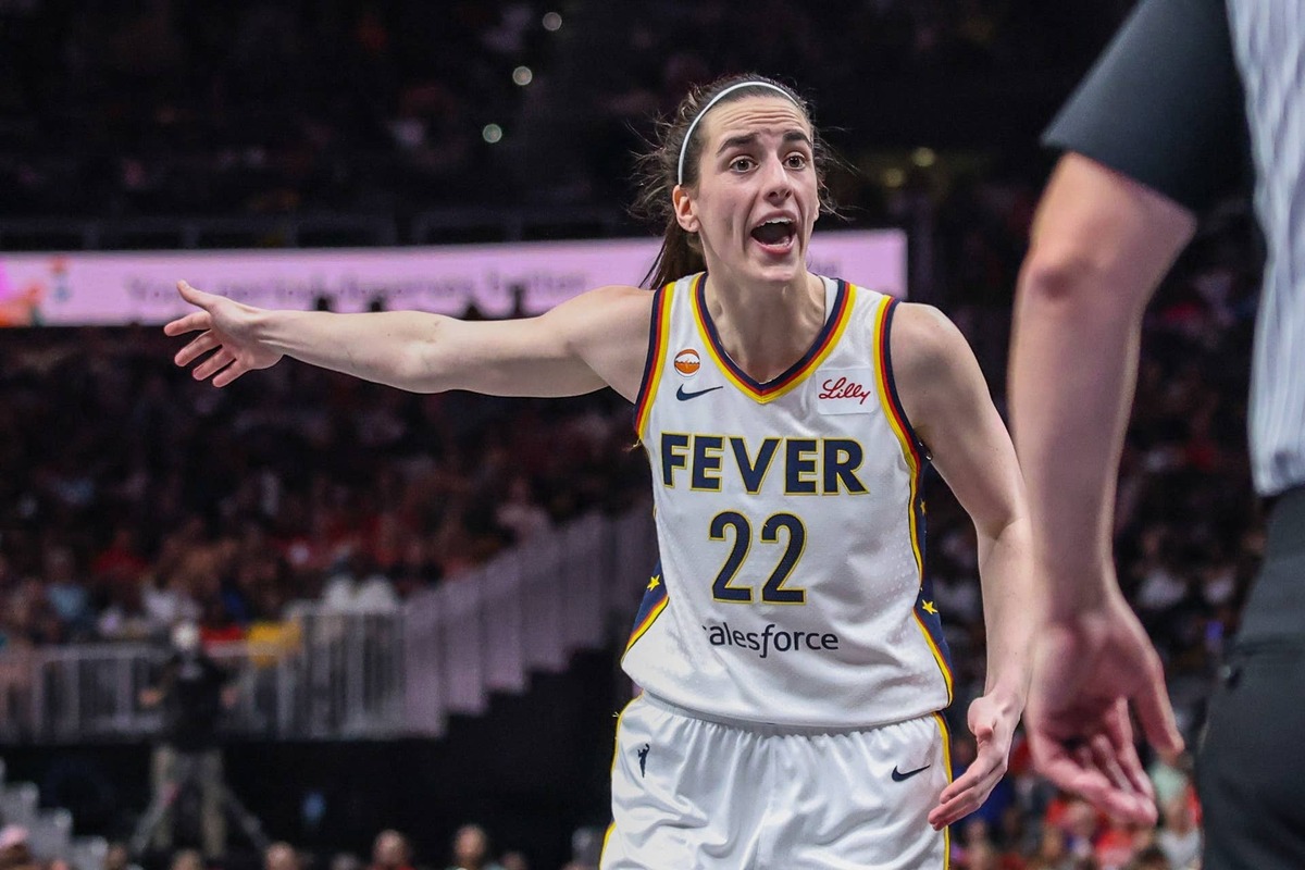  Indiana Fever guard Caitlin Clark (22) yells at the referee after a call during the game against the Atlanta Dream. Jordan Godfree-Imagn Images via Reuters Connect