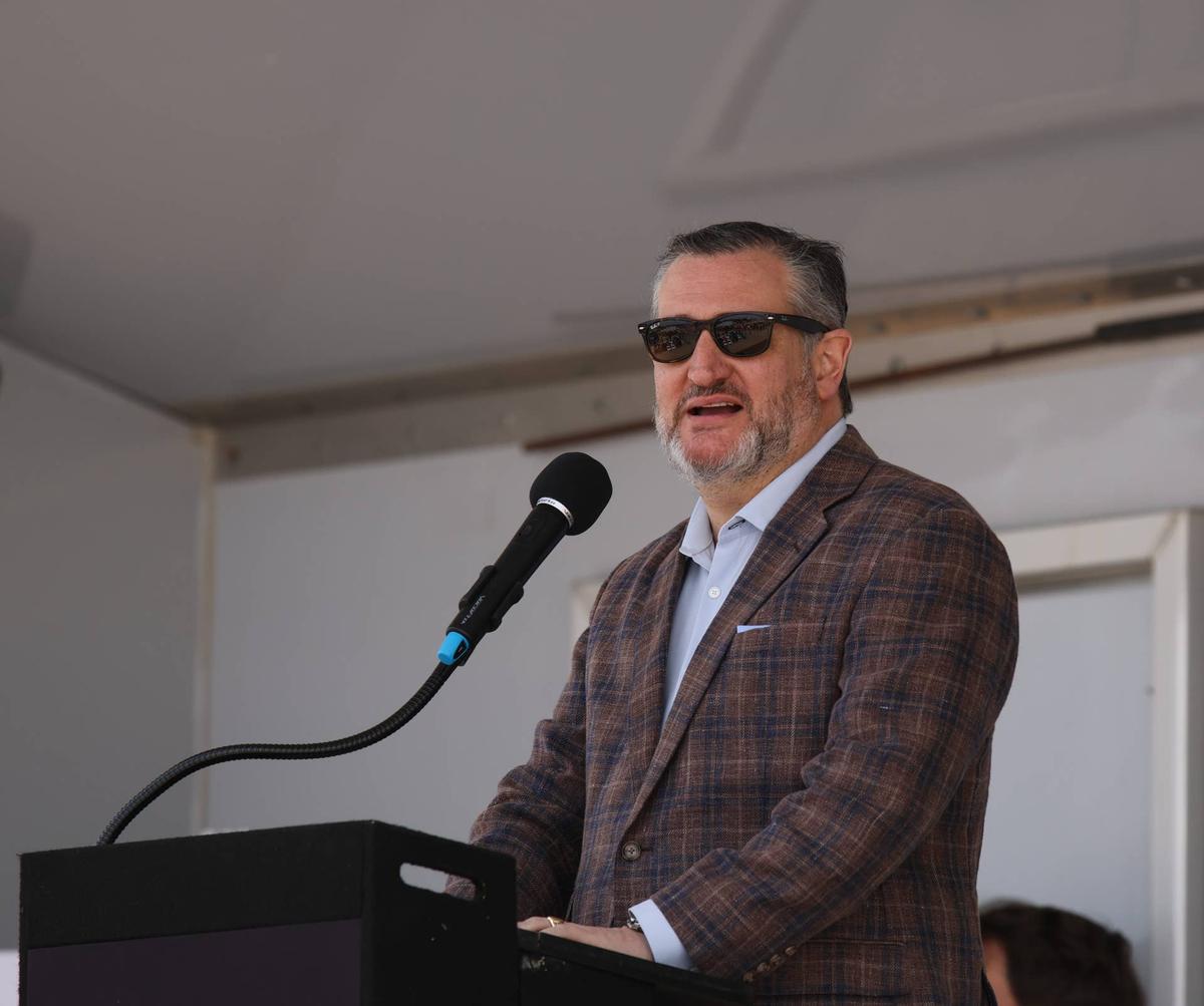  U.S. Sen. Ted Cruz speaks at the Texas Department of Transportation and the Ports-to-Plains Alliance ribbon cutting and signage unveiling ceremony of adding U.S. Highway 87 to Interstate 27 on April 14, 2025 in Lubbock, Texas. 