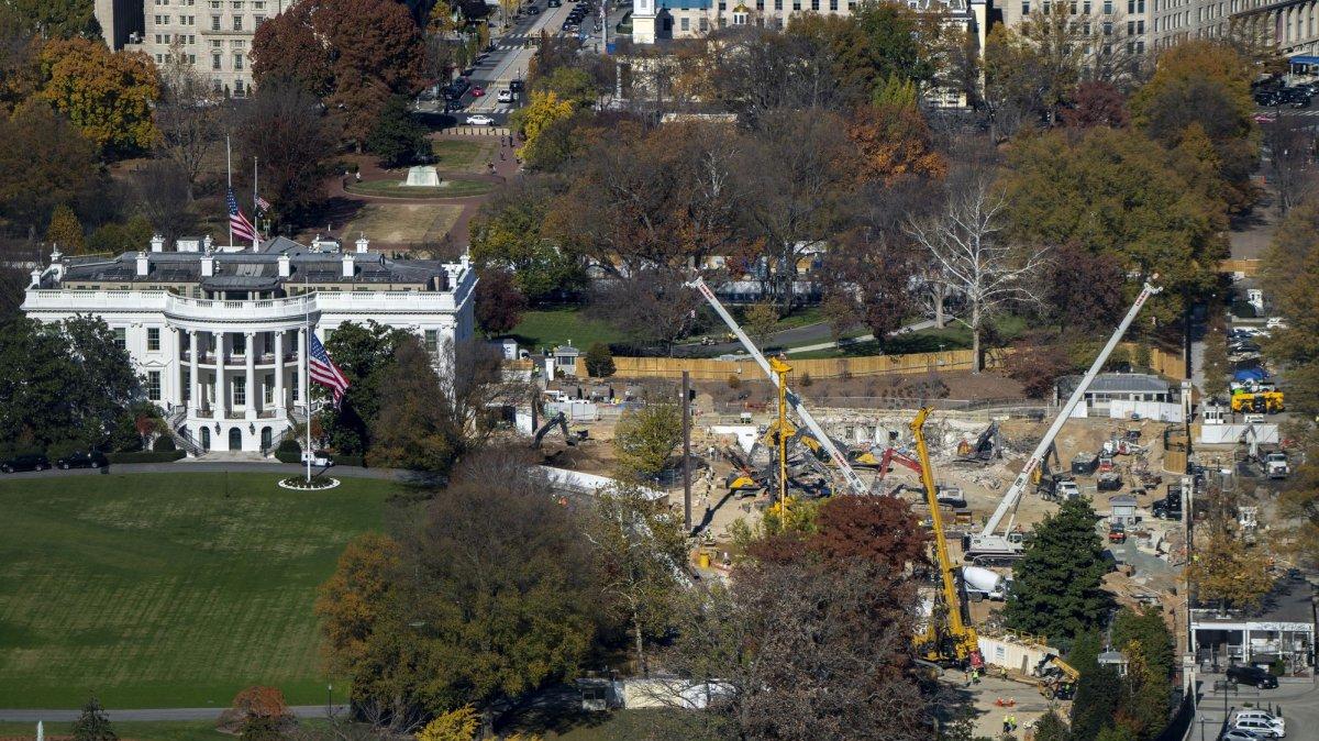The demolition of the East Wing of the White House is seen in November 2025 in Washington, D.C. While President Donald Trump has touted the construction of a ballroom on the site as privately funded, a bill proposed by Republicans this week calls for $1 billion in taxpayer money for security upgrades. File Photo by Bonnie Cash/UPI
