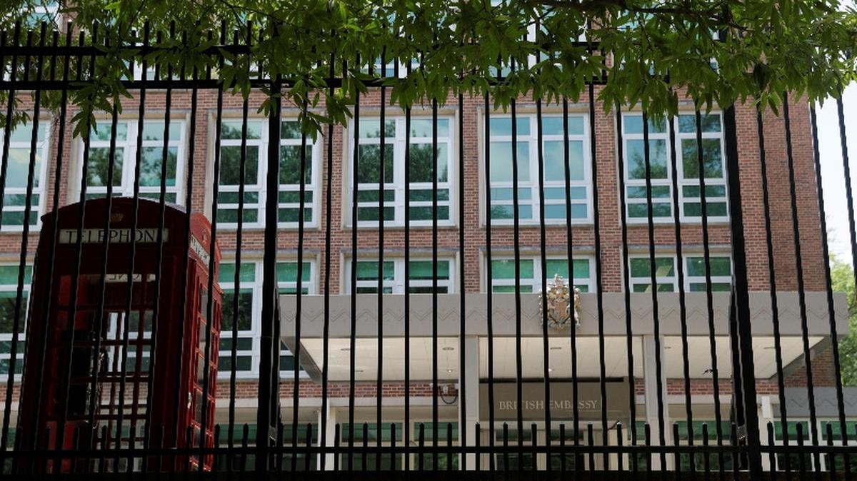 FILE PHOTO: The British embassy is seen in Washington, U.S., July 9, 2019. REUTERS/Jim Bourg/File Photo