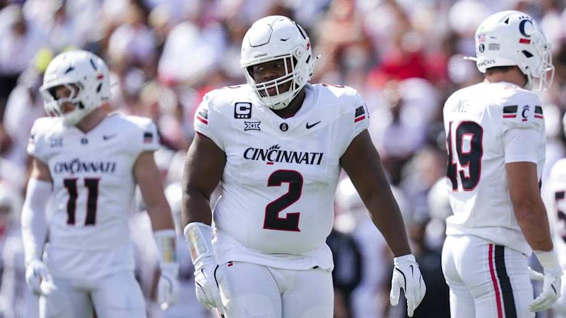  Sep 6, 2025; Cincinnati, Ohio, USA; Cincinnati Bearcats defensive lineman Dontay Corleone (2) stands on the field against the Bowling Green Falcons in the first half at Nippert Stadium. Mandatory Credit: Aaron Doster-Imagn Images | Aaron Doster-Imagn Images 