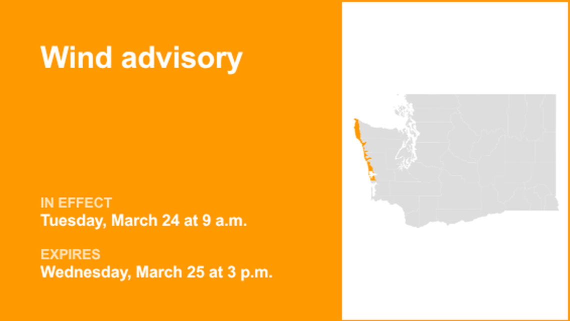 UPDATE: Wind advisory issued for Northern Washington Coast and Grays Harbor County Coast 