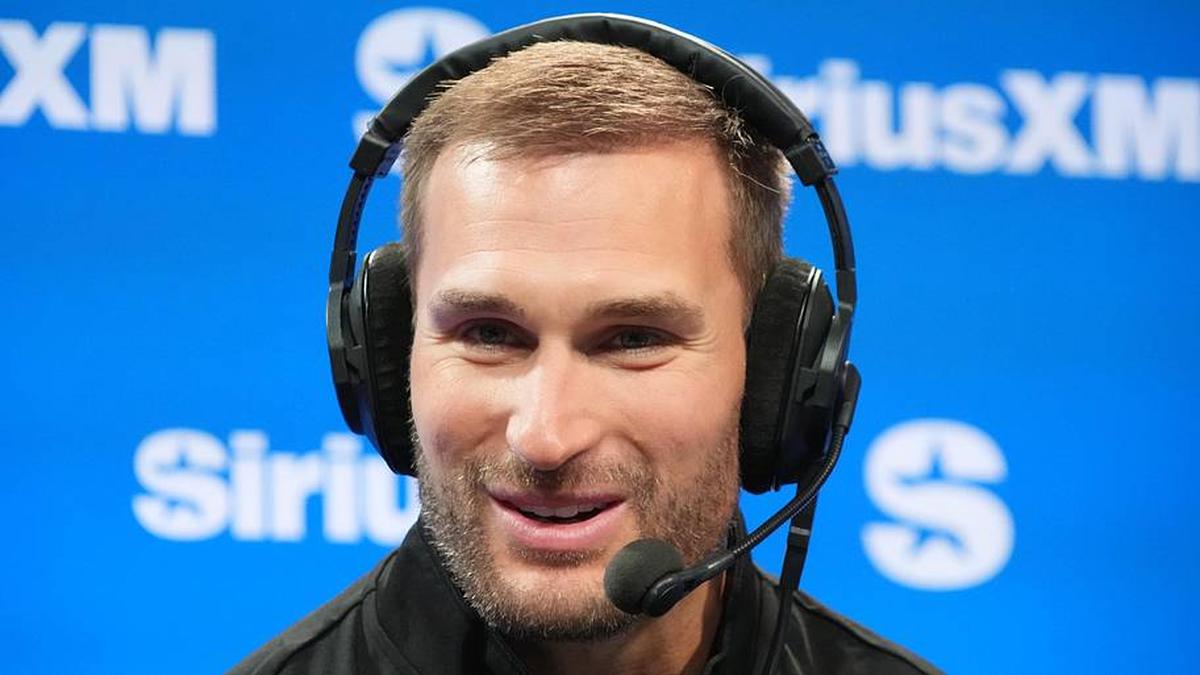  Feb 6, 2026; San Francisco, CA, USA; Kirk Cousins on the Opening Drive show at the SiriusXM NFL radio set at the Super Bowl LX media center at the Moscone Center. Mandatory Credit: Kirby Lee-Imagn Images | Kirby Lee-Imagn Images 