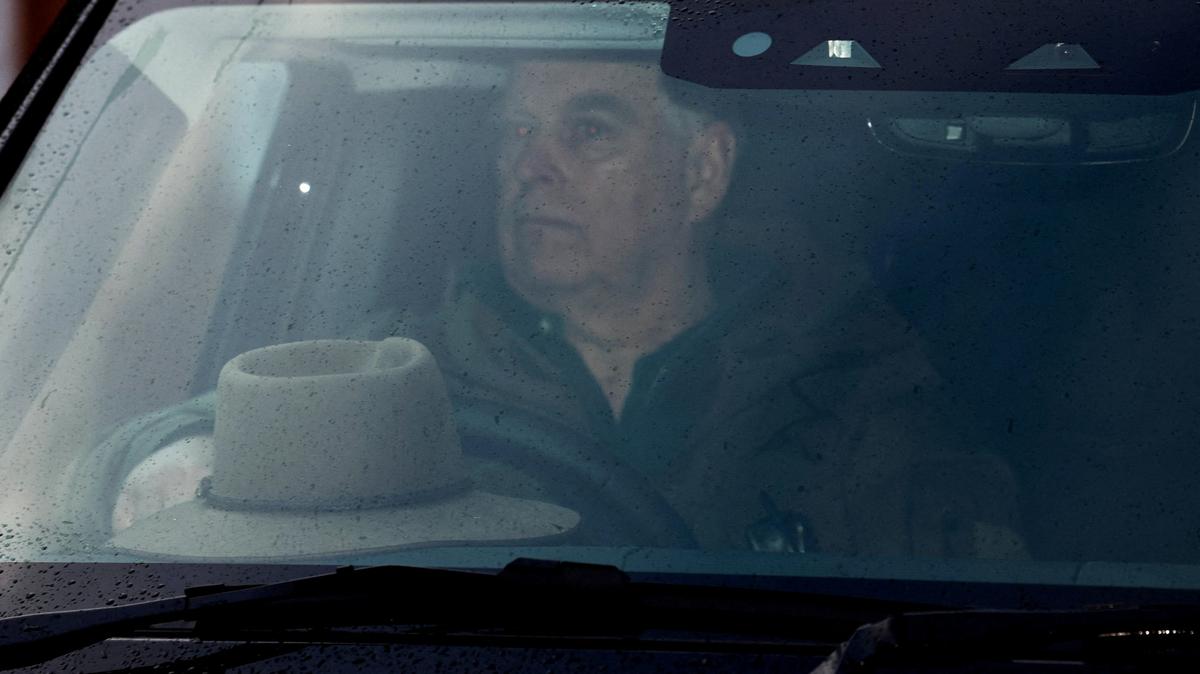 FILE PHOTO: Andrew Mountbatten-Windsor seen driving in Windsor, as the U.S. Justice Department has released more records tied to the late financier and convicted sex offender Jeffrey Epstein, in Windsor, Britain, February 1, 2026. REUTERS/Toby Shepheard/File Photo