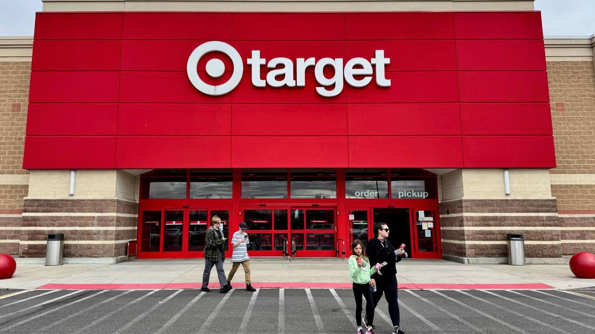 Phillipsburg, NJ USA - March 17, 2025 : People walking out of the front of a Target store in New Jersey.