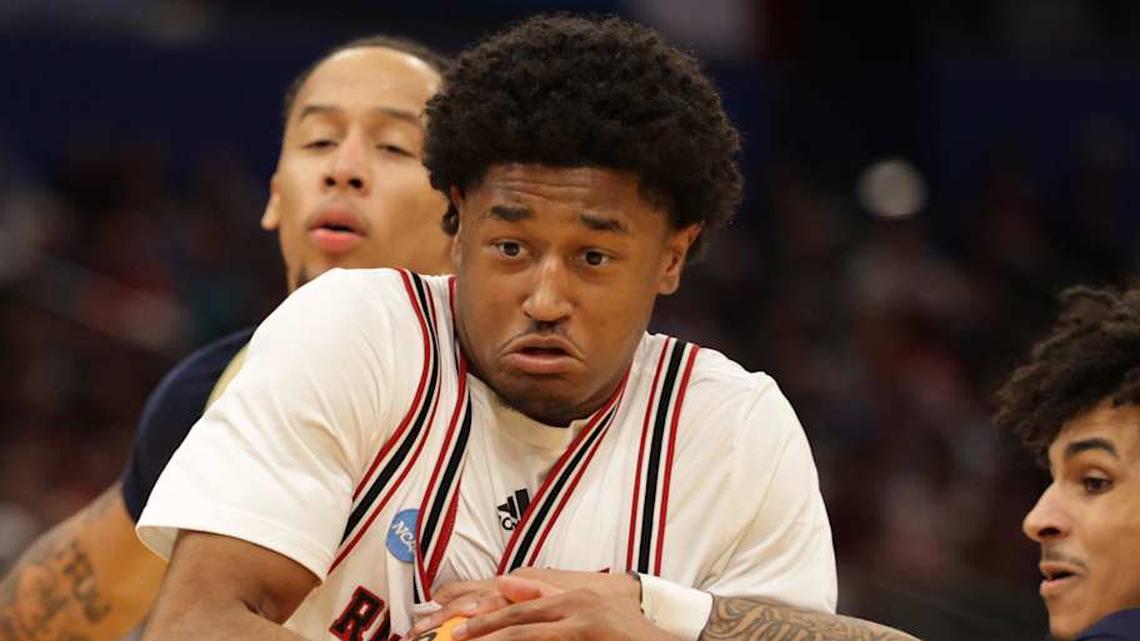  Mar 20, 2026; Tampa, FL, USA; Texas Tech Red Raiders guard Jaylen Petty (11) drives against Akron Zips guard Shammah Scott (1) and guard Sharron Young (3) in the second half during a first round game of the men's 2026 NCAA Tournament at Benchmark International Arena. Mandatory Credit: Nathan Ray Seebeck-Imagn Images | Nathan Ray Seebeck-Imagn Images 