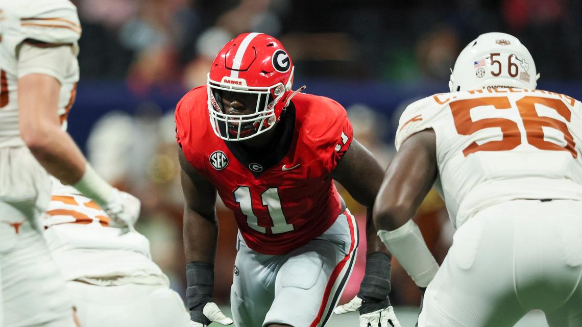 The versatile role that I had (at Georgia) translates a lot to their game in the NFL, linebacker Jalon Walker said about playing in the NFL. (Jason Getz / AJC)