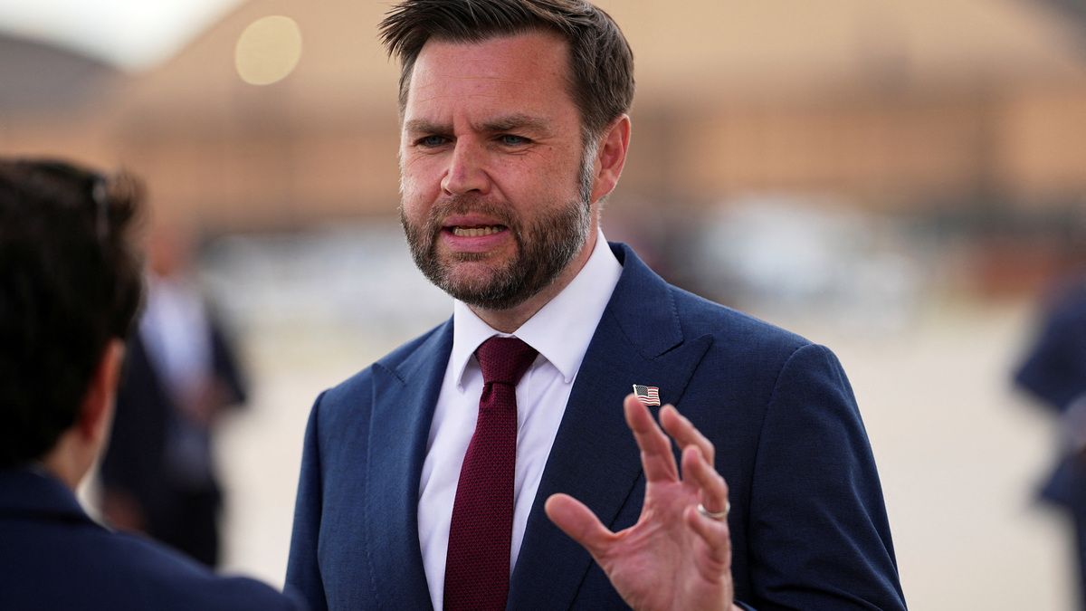 U.S. Vice President JD Vance speaks with the media as he arrives at Joint Base Andrews, Maryland, U.S., May 28, 2026.  Matt Rourke/Pool via REUTERS