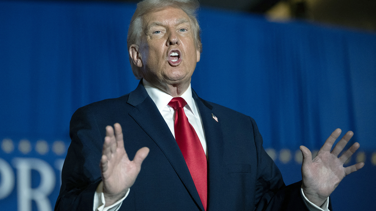 U.S. President Donald Trump sings upon his arrival to deliver remarks on the economy at Mount Airy Casino Resort in Mount Pocono, Pennsylvania, on Dec. 9, 2025. (Andrew Caballero-Reynolds/AFP/Getty Images/TNS)