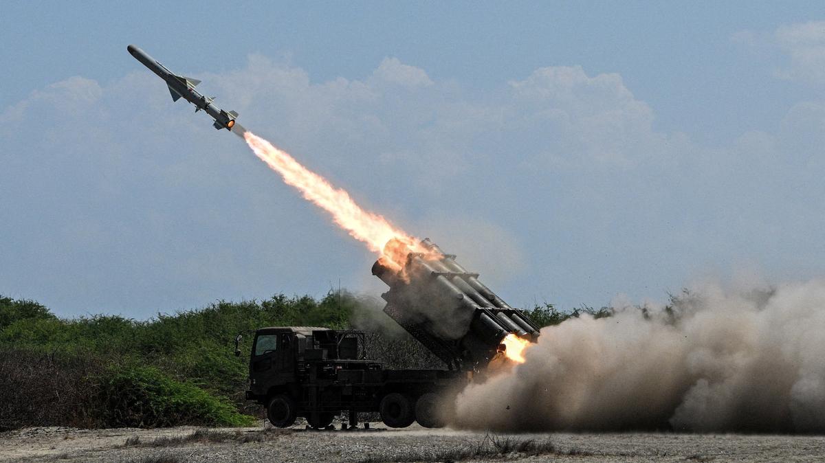 A Japan Ground Self-Defense Force (JGSDF) Type 88 surface-to-ship missile launcher fires during the Joint Task Force (JTF) Maritime Strike, part of Balikatan, the annual joint military exercises between the United States and the Philippines, at Culili Point Sand Dunes, Paoay, Ilocos Norte province, Philippines, May 6, 2026. REUTERS/Noel Celis