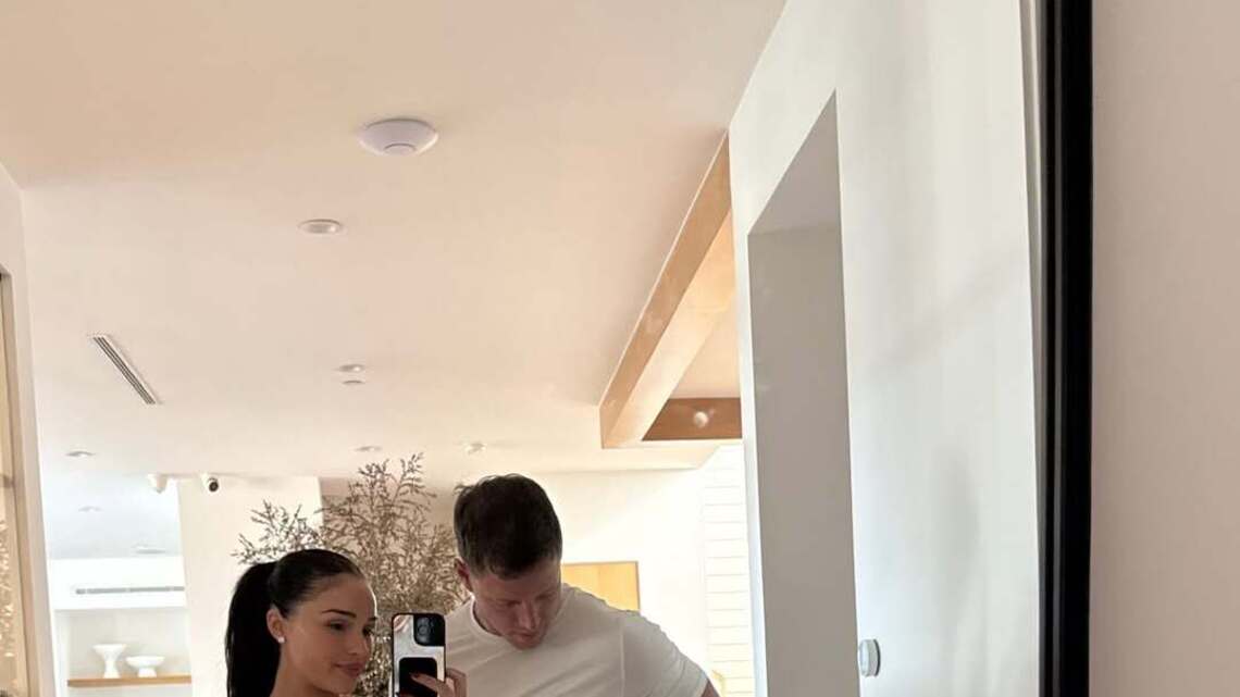 Pregnant Olivia Culpo Bares Baby Bump in Sheer Lace 2-Piece 