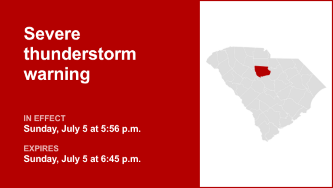 UPDATE: Severe thunderstorm warning for Fairfield County predicted to expire at 6:45 p.m. 