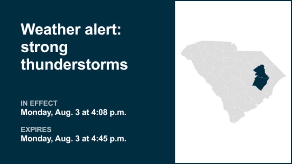 UPDATE: Weather alert for Pee Dee early Monday evening, says the NWS 