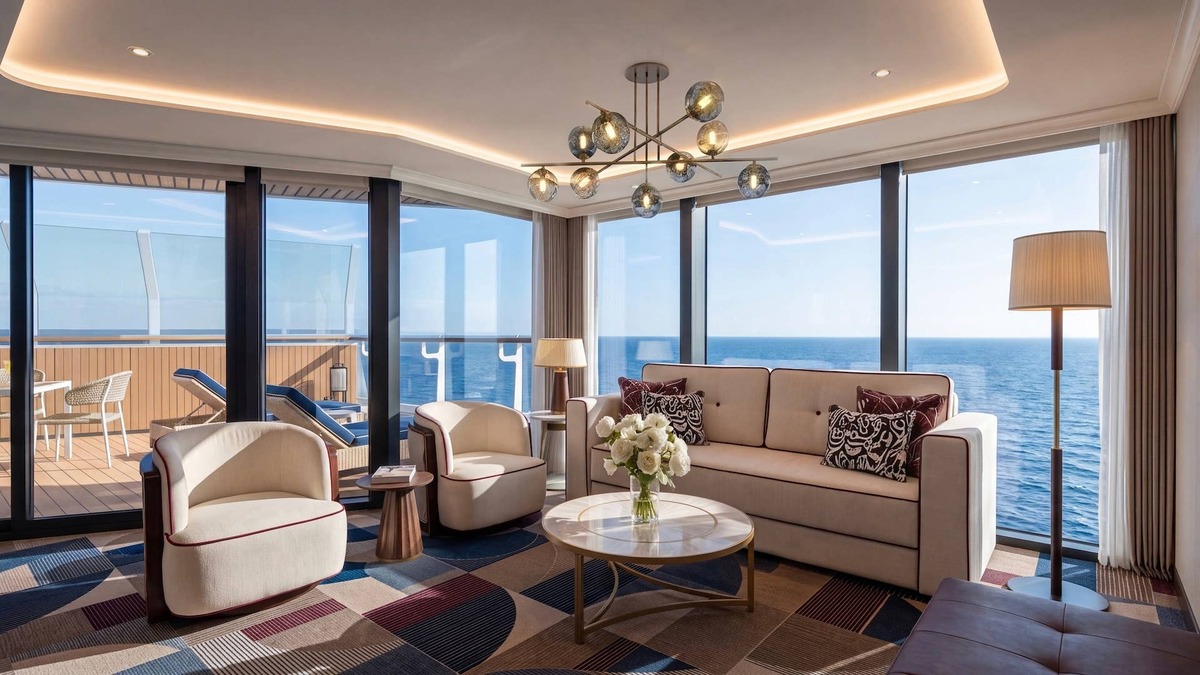  Holland America's new Bridgeview Suites will feature a spacious, window-filled living space. 