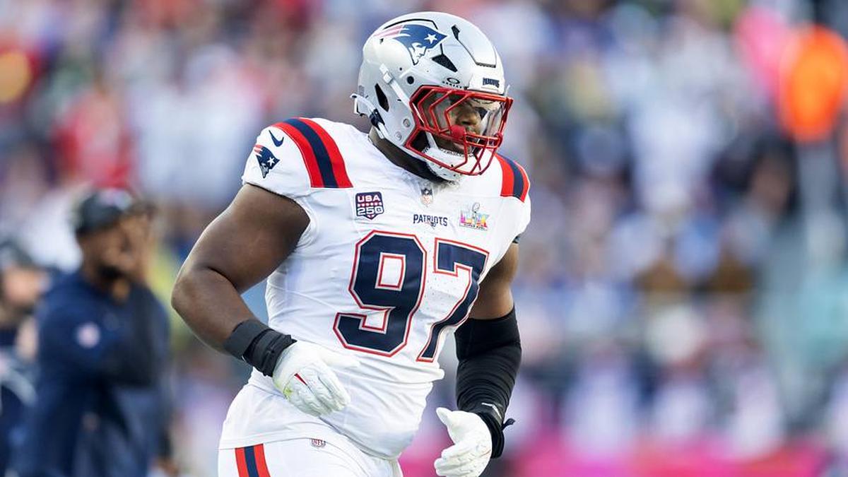  Feb 8, 2026; Santa Clara, CA, USA; New England Patriots defensive end Milton Williams (97) against the Seattle Seahawks during Super Bowl LX at Levi's Stadium. Mandatory Credit: Mark J. Rebilas-Imagn Images | Mark J. Rebilas-Imagn Images 