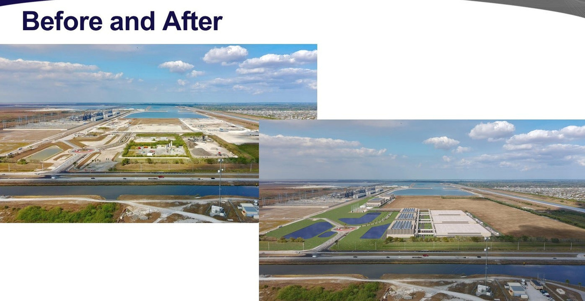 Before and after pictures of the site where a data center would be built at a site in the Loxahatchee area