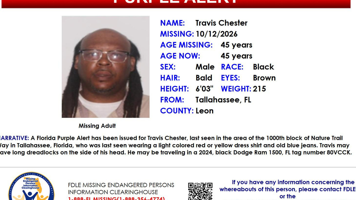 Purple Alert issued for missing Tallahassee man 