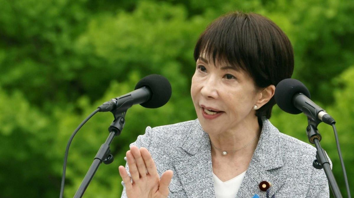 Japan's Prime Minister Sanae Takaichi delivers a speech during the annual Japanese Trade Union Confederation (Rengo) May Day rally in Tokyo, Japan, 29 April 2026. It is the fourth consecutive year that a sitting prime minister has attended the rally of Japan's largest labor organization. Photo by FRANCK ROBICHON / EPA
