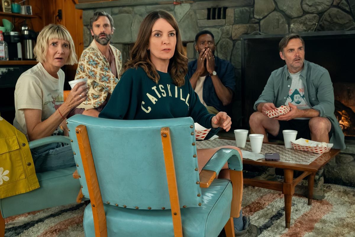 Kerri Kenney-Silver as Anne, Marco Calvani as Claude, Tina Fey as Kate, Colman Domingo as Danny and Will Forte as Jack in "The Four Seasons."