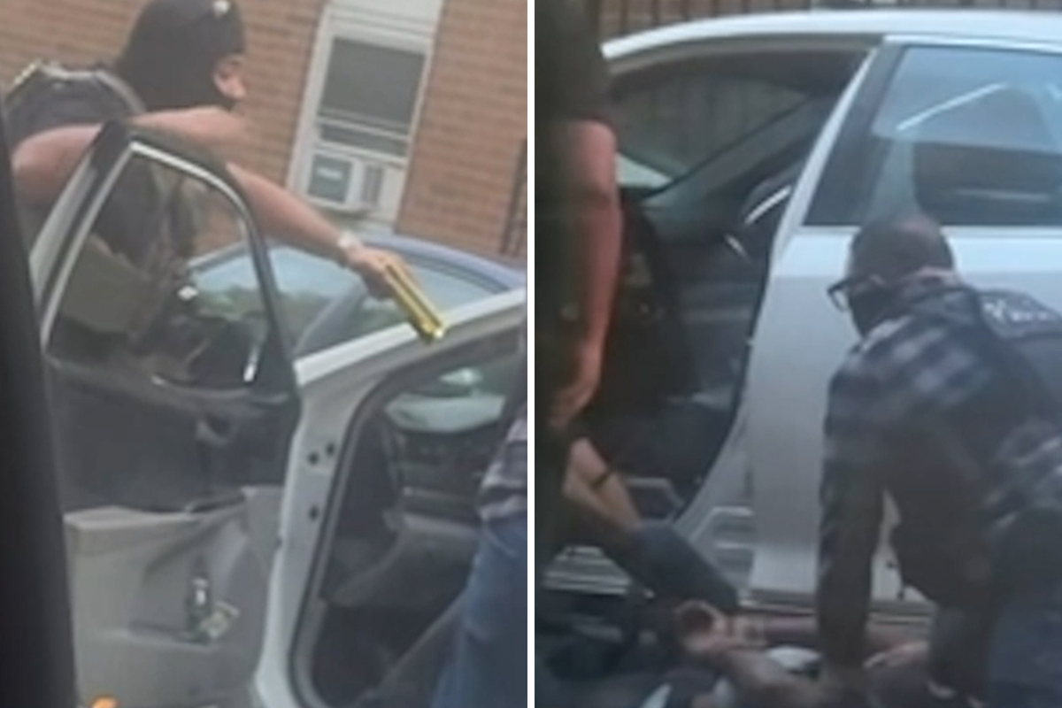  Footage shared by the New York Immigration Coalition appears to show agents using a Taser on a man seated in a car. 