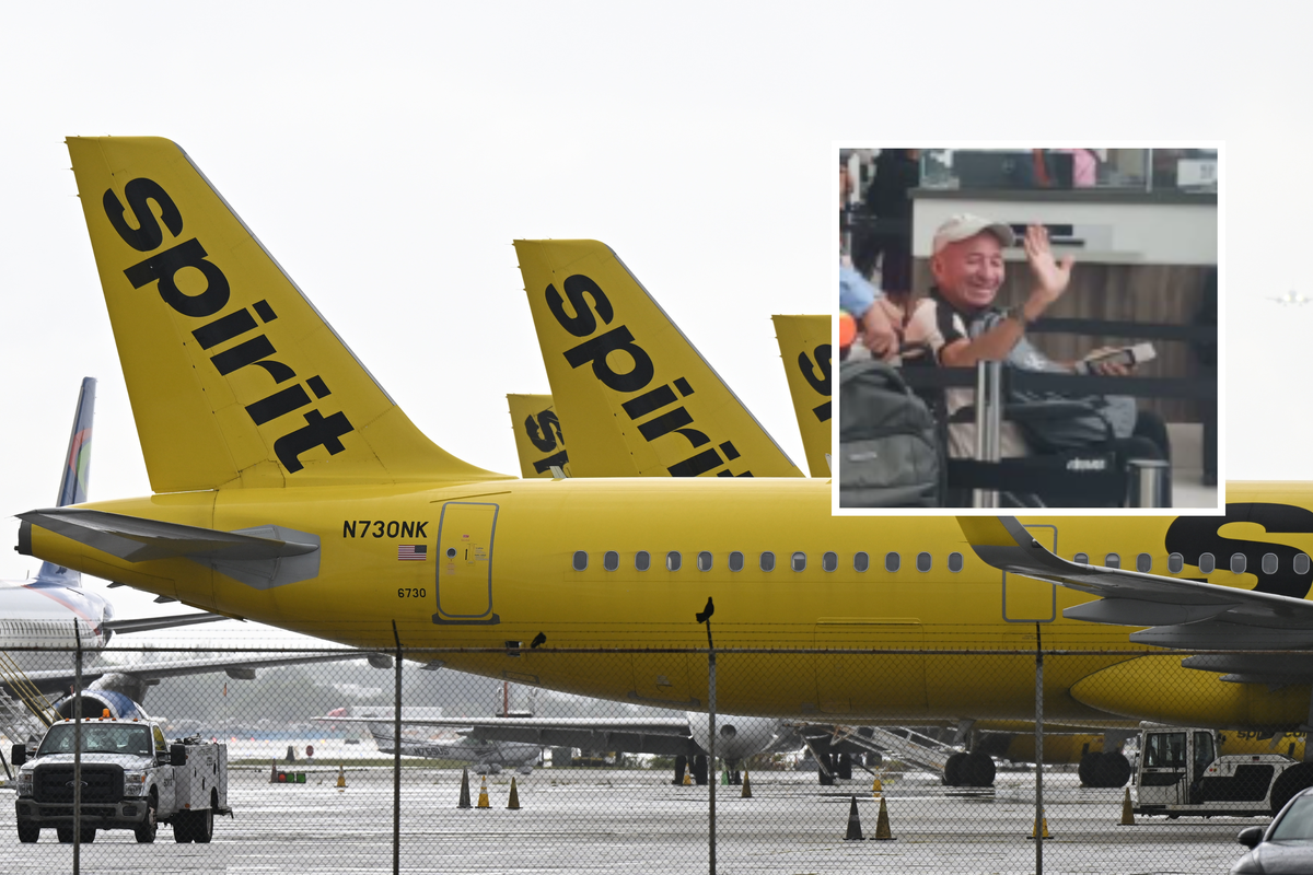  Spirit aircraft sit on the tarmac at Fort Lauderdale-Hollywood International Airport on May 4, 2026. Inset: Marcos Humberto Vindel Osorio at Palmerola International Airport on June 8, 2024. 