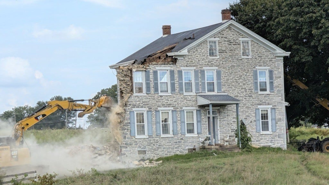 Historic Hellam-area farmhouse demolished for warehouse complex