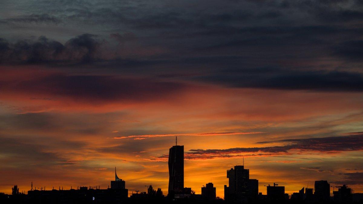 The Danube City Tower and the skyline are seen during sunset in Vienna, Austria. Austrian officials announced Monday that they've expelled three Russian diplomats for suspected espionage in Vienna. File photo by Christian Bruna/EPA-EFE