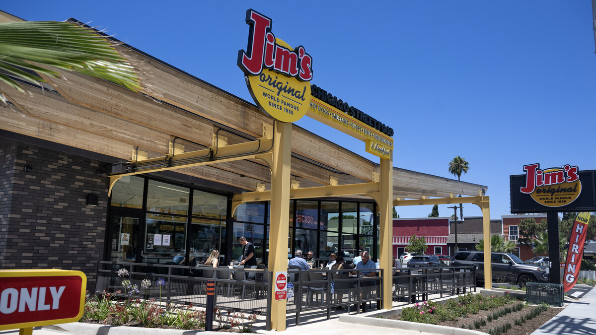 Jim’s Original, a Chicago hot dog institution, opens its second restaurant in Orange. The lunch crowd packs the restaurant both inside and out on Monday, June 15, 2026. (Photo by Mindy Schauer, Orange County Register/SCNG)