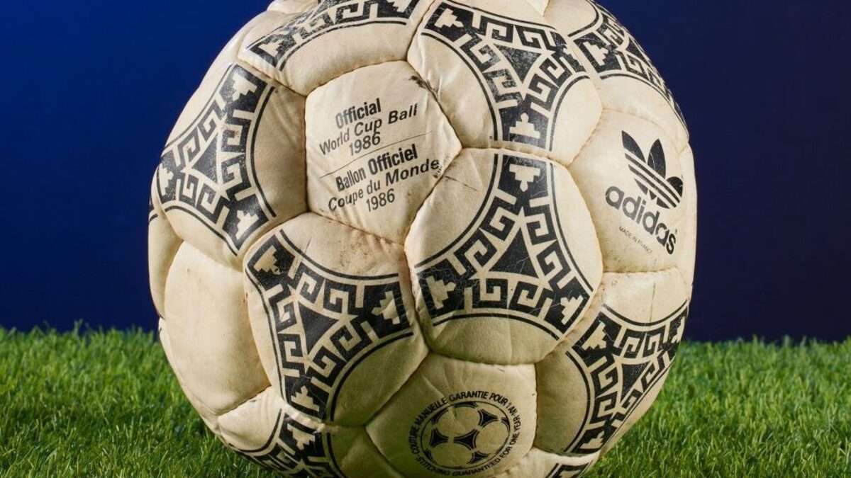 The football used by Diego Maradona to score the "Hand of God" and "Goal of the Century" is up for auction. (Heritage Auctions via SWNS). 