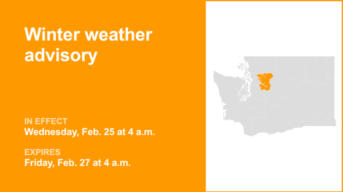 UPDATE: Cascades of Snohomish and Northern King counties under a winter weather advisory 